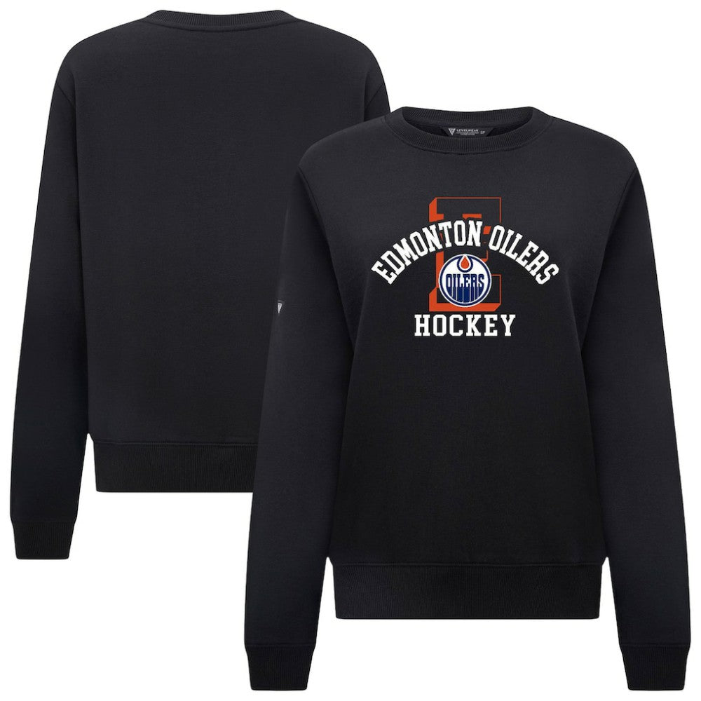 NHL Black Edmonton Oilers Levelwear Women's Yvette Limelight Big Letter Sweatshirt