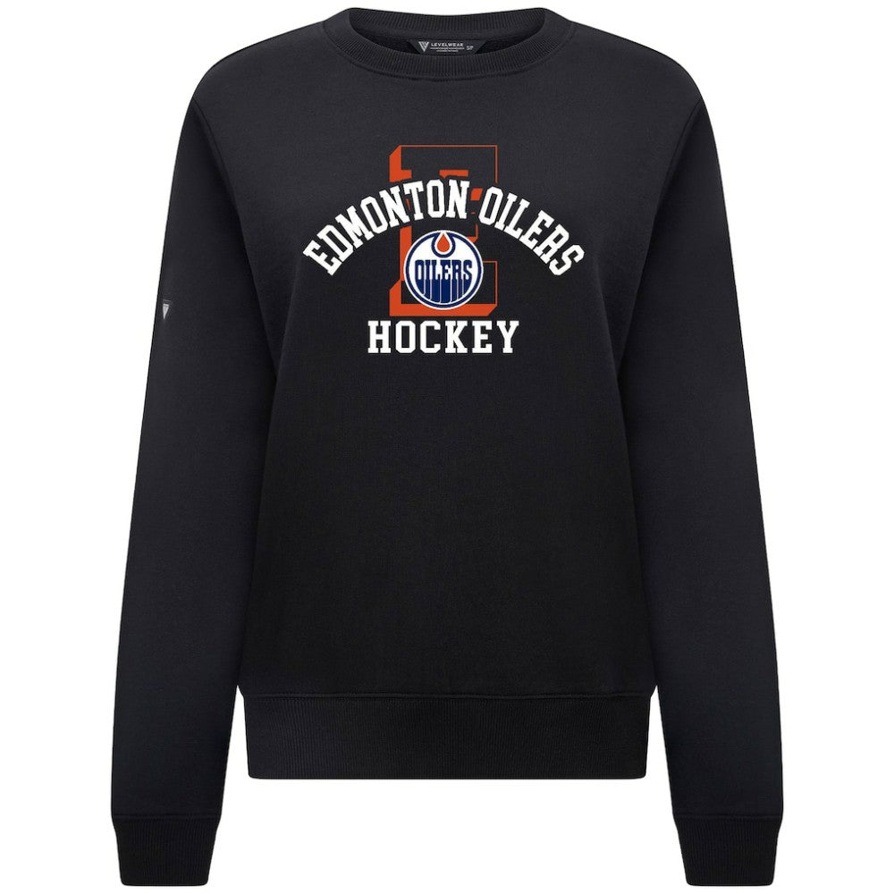 NHL Black Edmonton Oilers Levelwear Women's Yvette Limelight Big Letter Sweatshirt