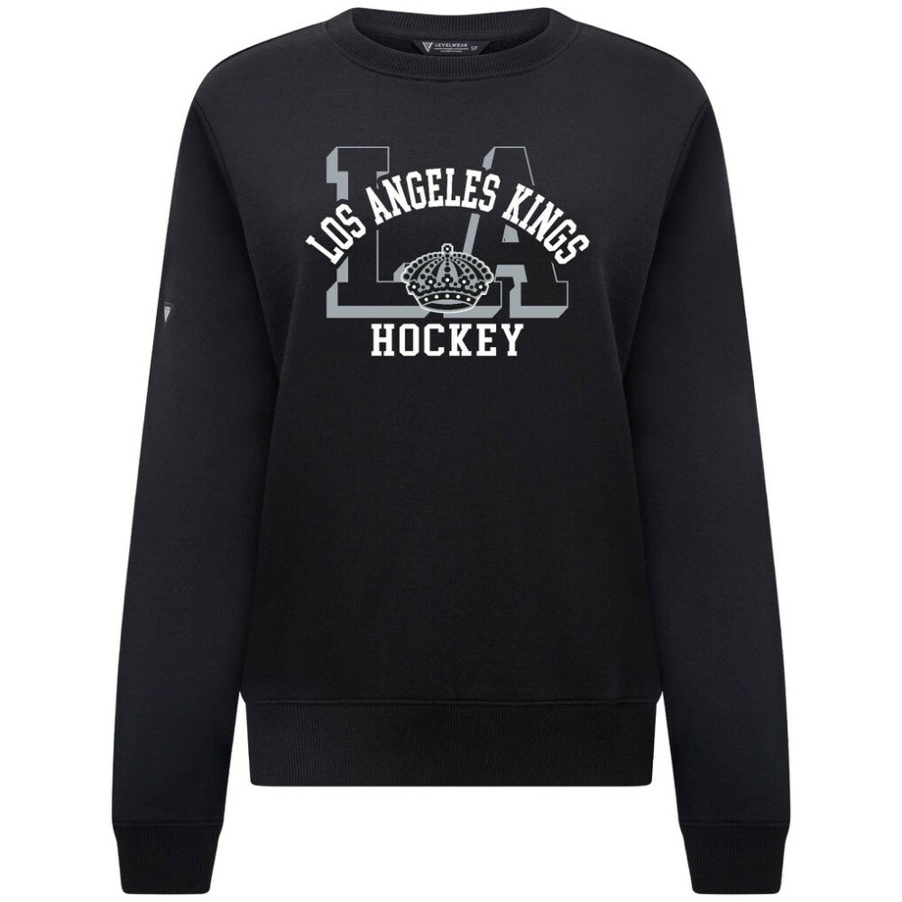 NHL Black Los Angeles Kings Levelwear Women's Yvette Limelight Big Letter Sweatshirt