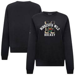 NHL Black Minnesota Wild Levelwear Women's Yvette Limelight Big Letter Sweatshirt