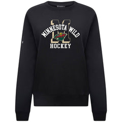 NHL Black Minnesota Wild Levelwear Women's Yvette Limelight Big Letter Sweatshirt