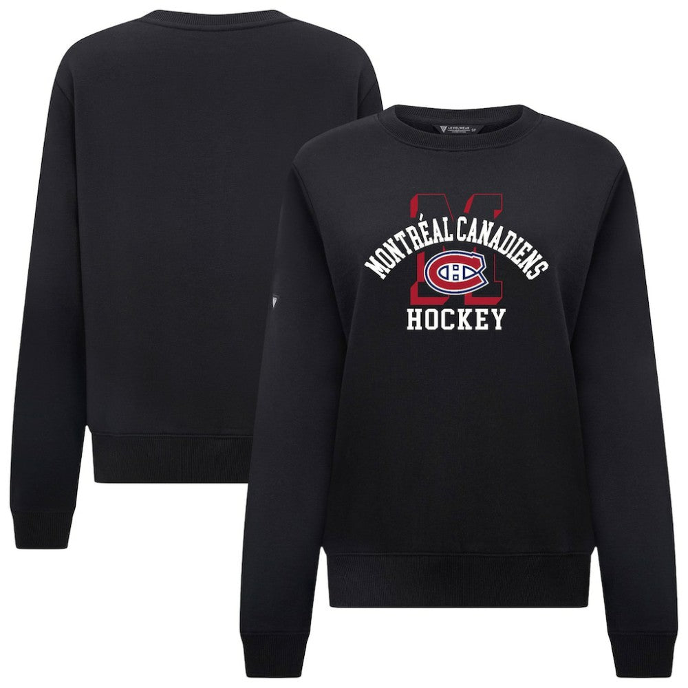 NHL Black Montreal Canadiens Levelwear Women's Yvette Limelight Big Letter Sweatshirt