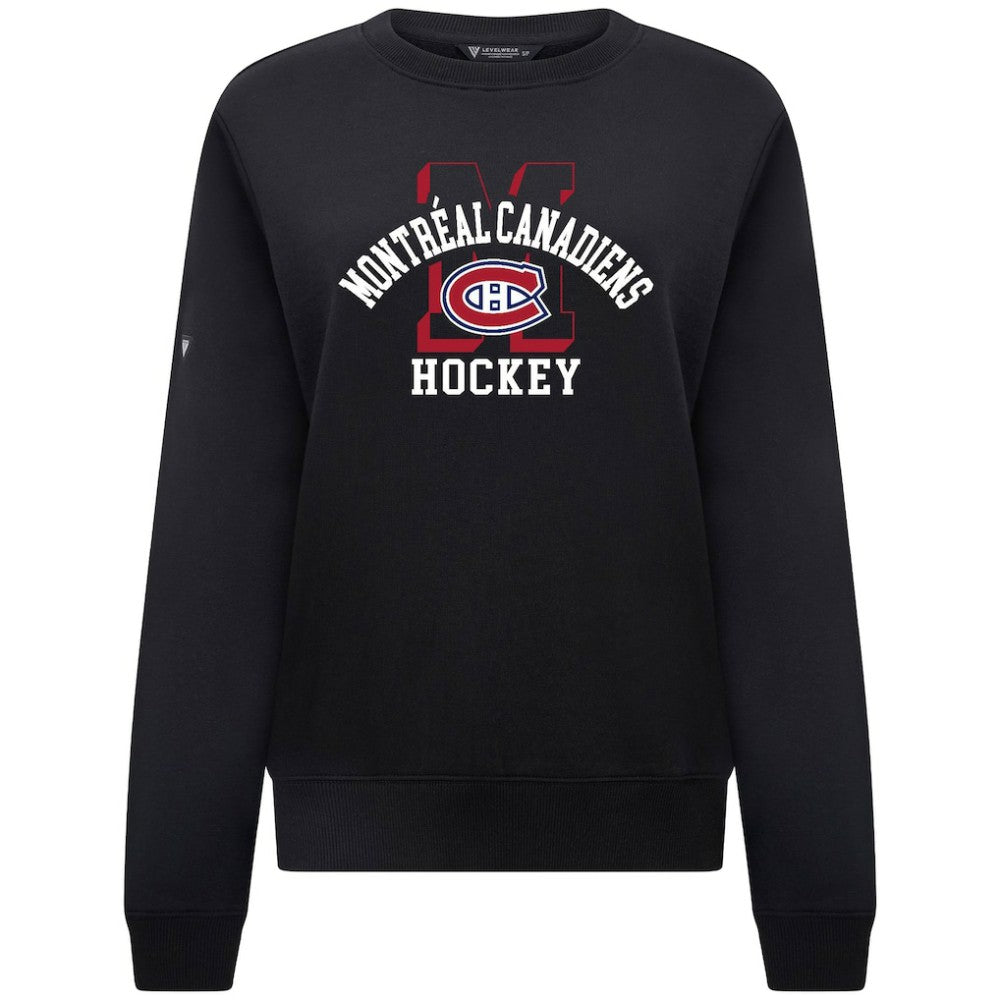 NHL Black Montreal Canadiens Levelwear Women's Yvette Limelight Big Letter Sweatshirt