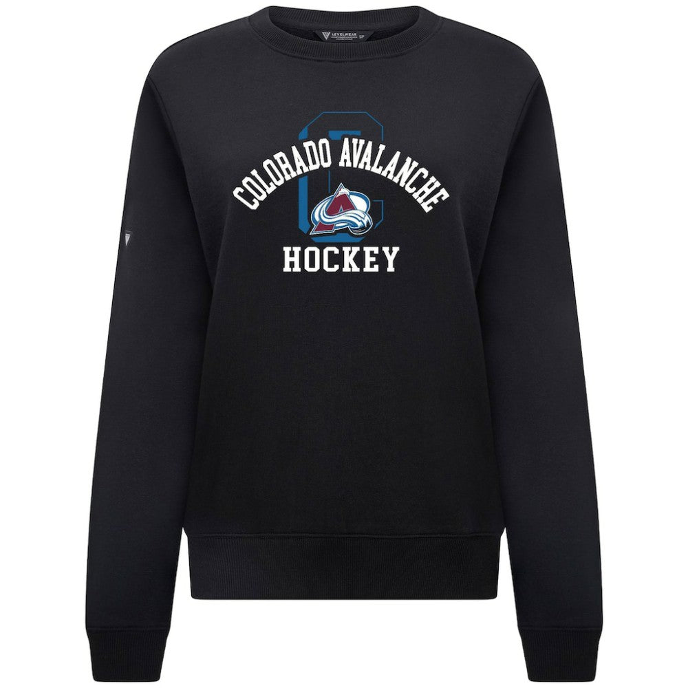 NHL Black Colorado Avalanche Levelwear Women's Yvette Limelight Big Letter Sweatshirt