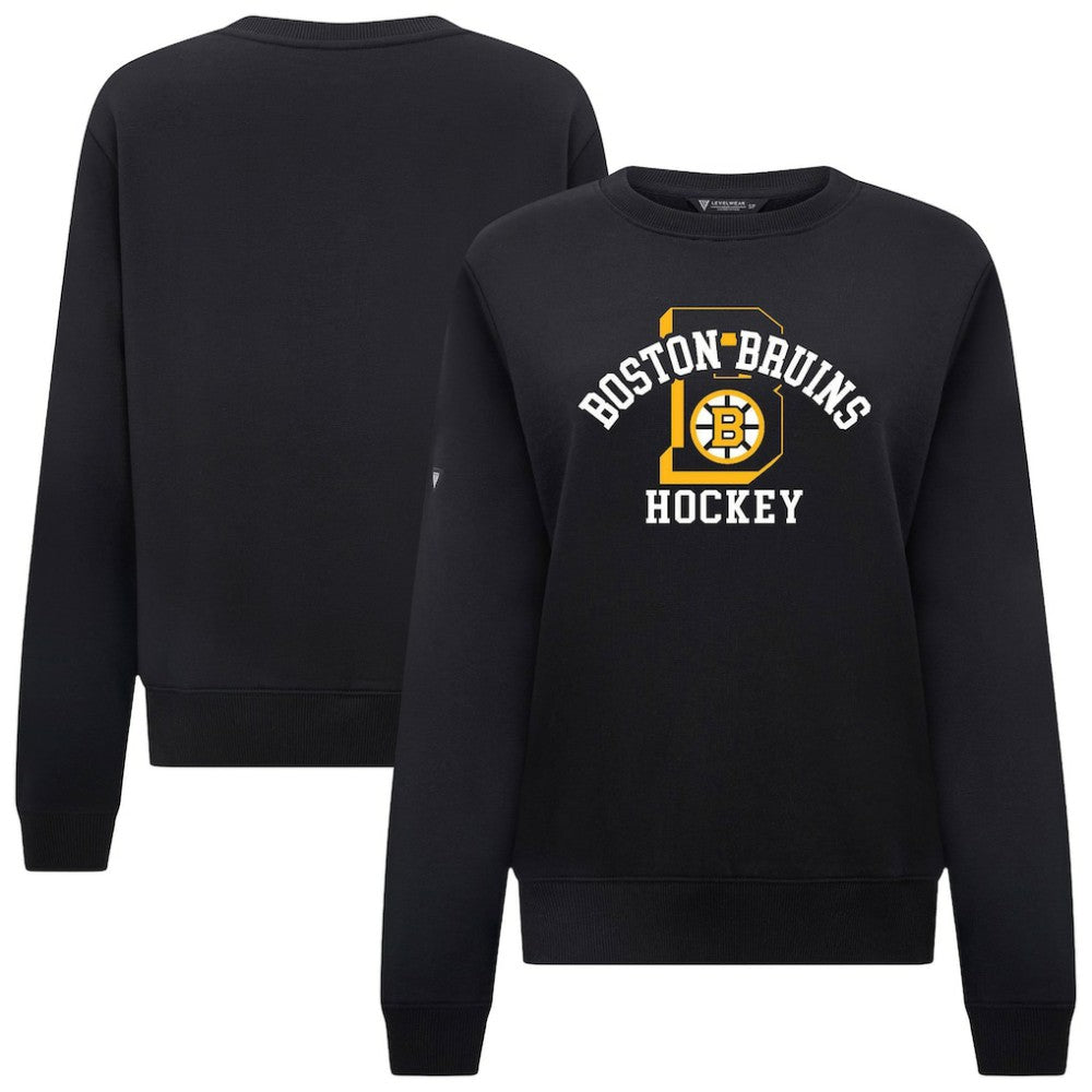 NHL Black Boston Bruins Levelwear Women's Yvette Limelight Big Letter Sweatshirt