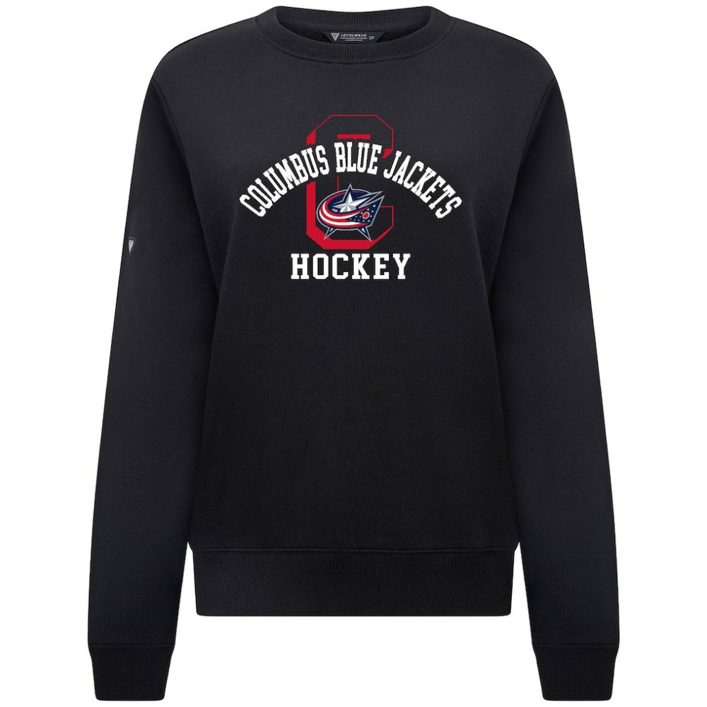 NHL Black Columbus Blue Jackets Levelwear Women's Yvette Limelight Big Letter Sweatshirt