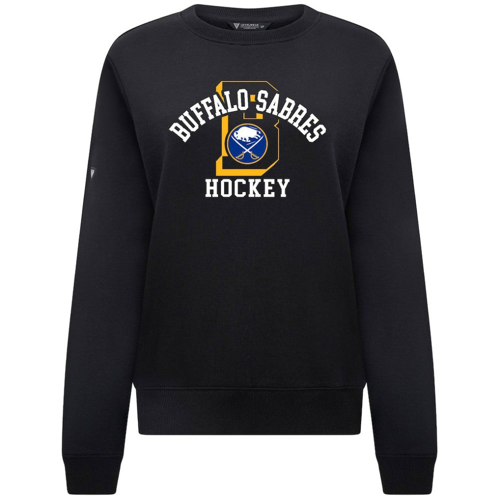 NHL Black Buffalo Sabres Levelwear Women's Yvette Limelight Big Letter Sweatshirt