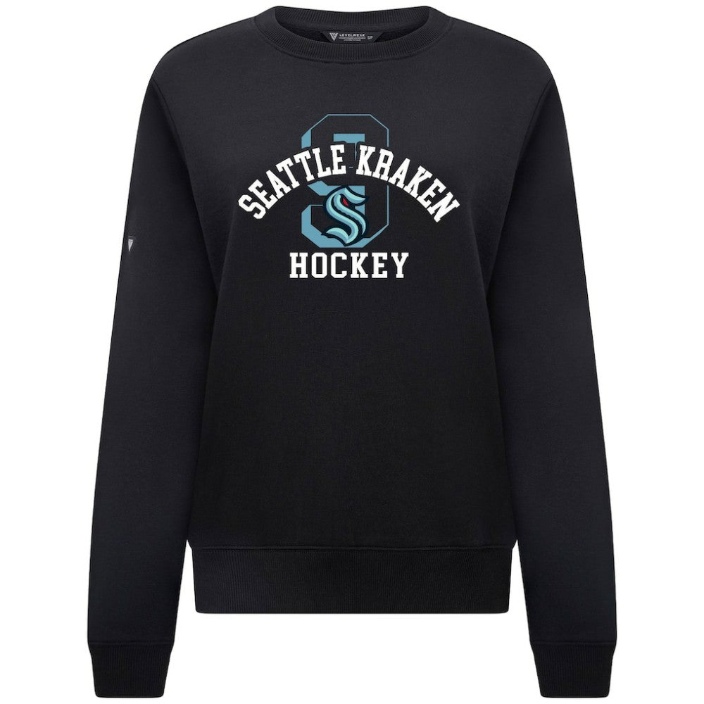 NHL Black Seattle Kraken Levelwear Women's Yvette Limelight Big Letter Sweatshirt