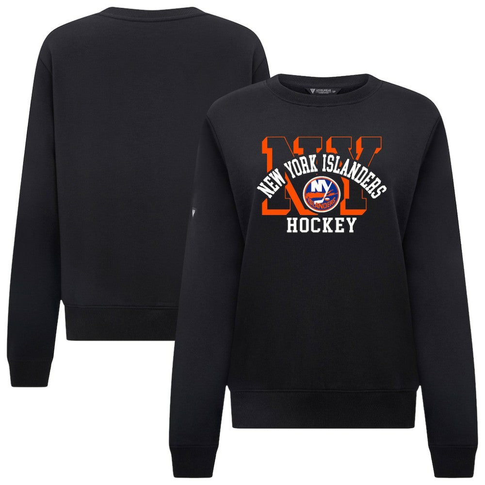 NHL Black New York Islanders Levelwear Women's Yvette Limelight Big Letter Sweatshirt