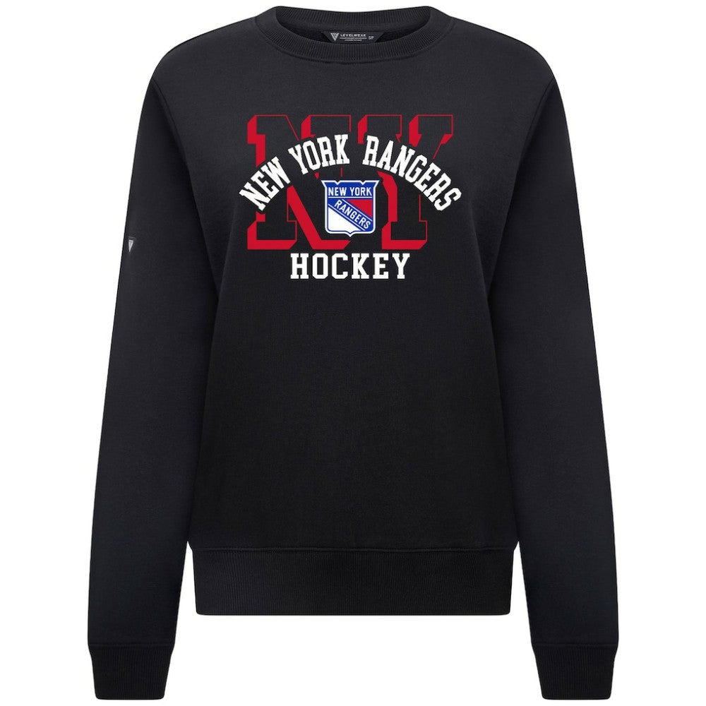 NHL Black New York Rangers Levelwear Women's Yvette Limelight Big Letter Sweatshirt