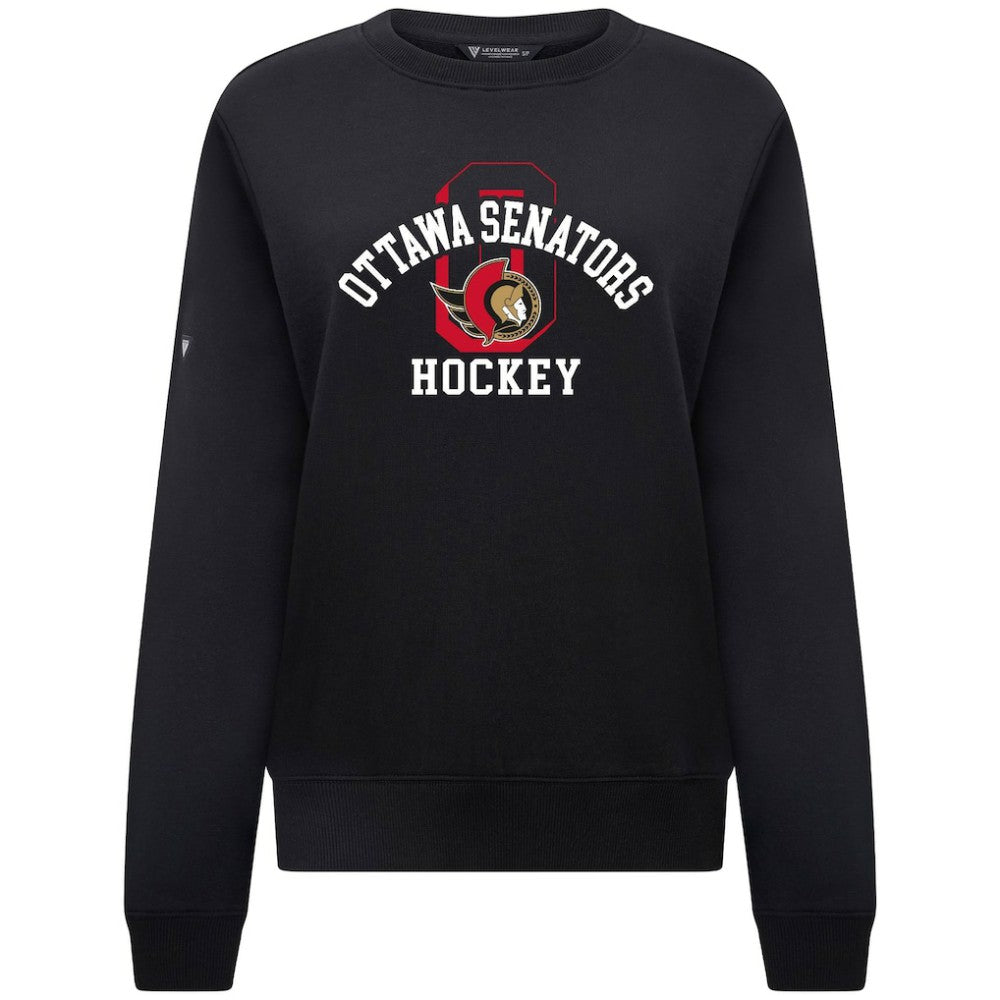 NHL Black Ottawa Senators Levelwear Women's Yvette Limelight Big Letter Sweatshirt