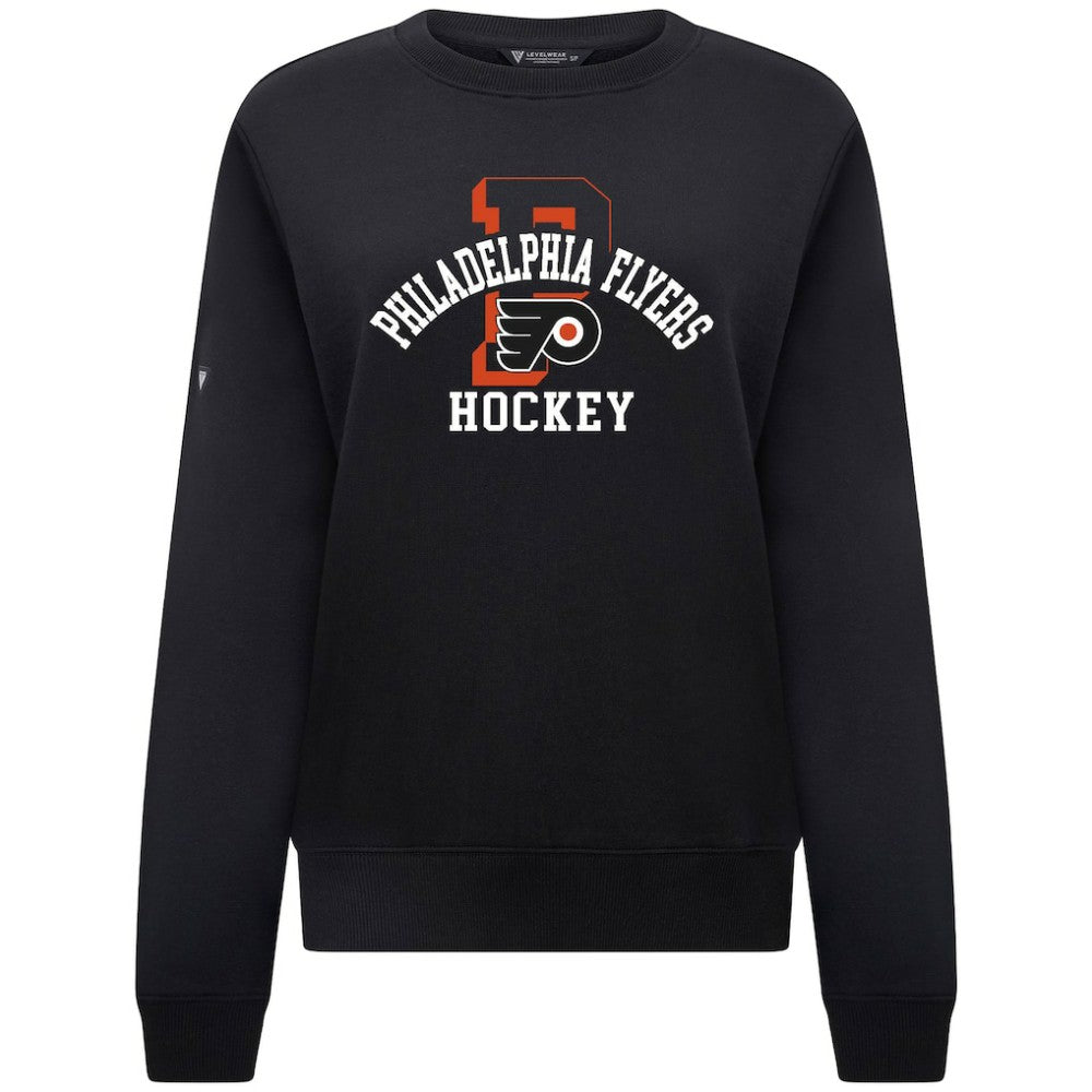 NHL Black Philadelphia Flyers Levelwear Women's Yvette Limelight Big Letter Sweatshirt