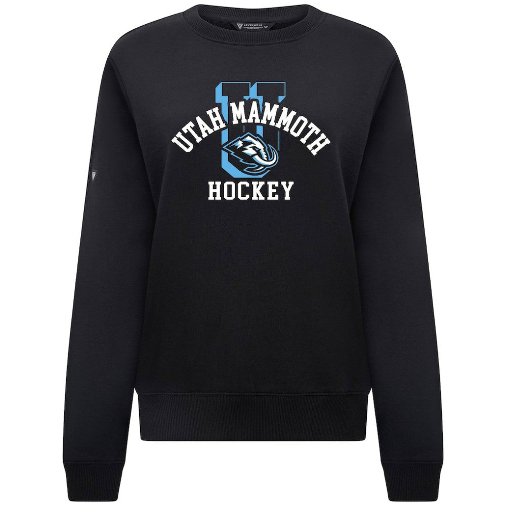 NHL Black Utah Mammoth Levelwear Women's Yvette Limelight Big Letter Sweatshirt