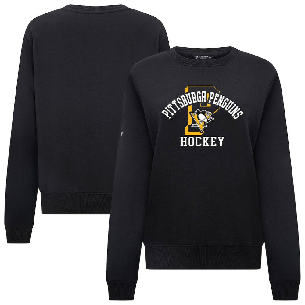 NHL Black Pittsburgh Penguins Levelwear Women's Yvette Limelight Big Letter Sweatshirt