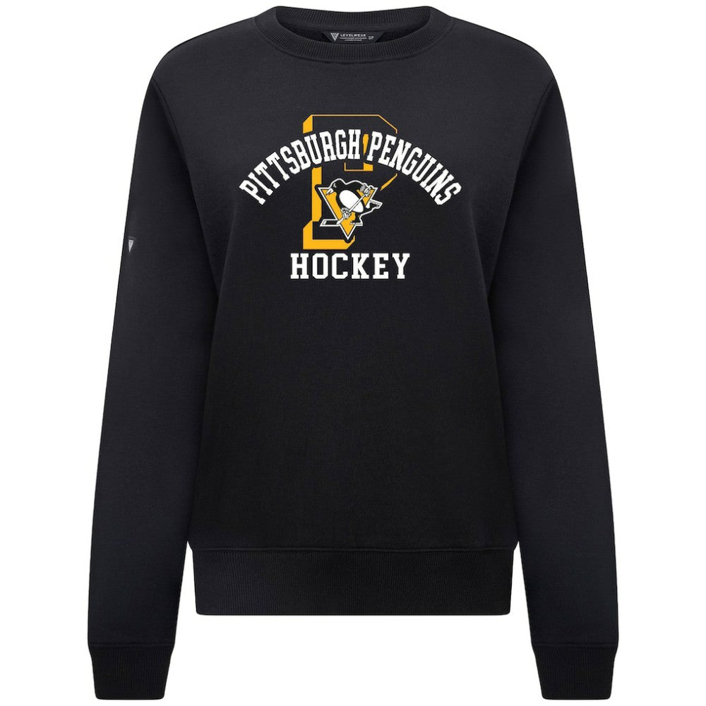 NHL Black Pittsburgh Penguins Levelwear Women's Yvette Limelight Big Letter Sweatshirt