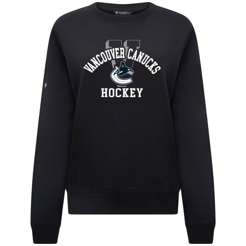 NHL Black Vancouver Canucks Levelwear Women's Yvette Limelight Big Letter Sweatshirt