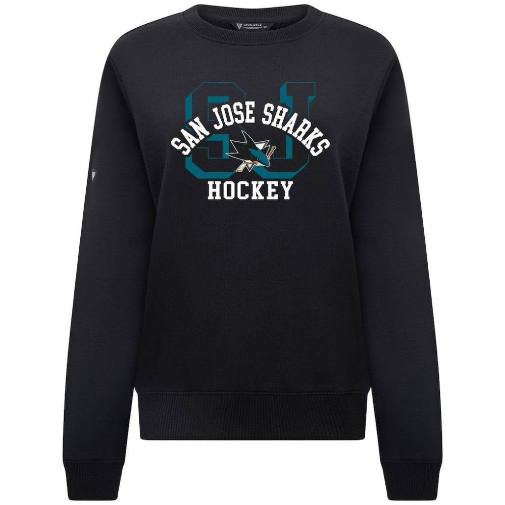 NHL Black San Jose Sharks Levelwear Women's Yvette Limelight Big Letter Sweatshirt