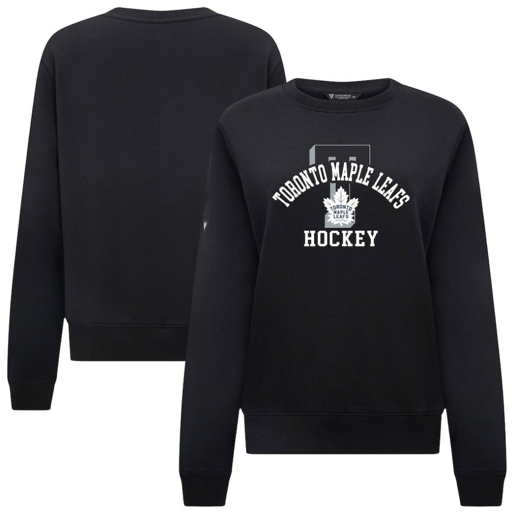 NHL Black Toronto Maple Leafs Levelwear Women's Yvette Limelight Big Letter Sweatshirt