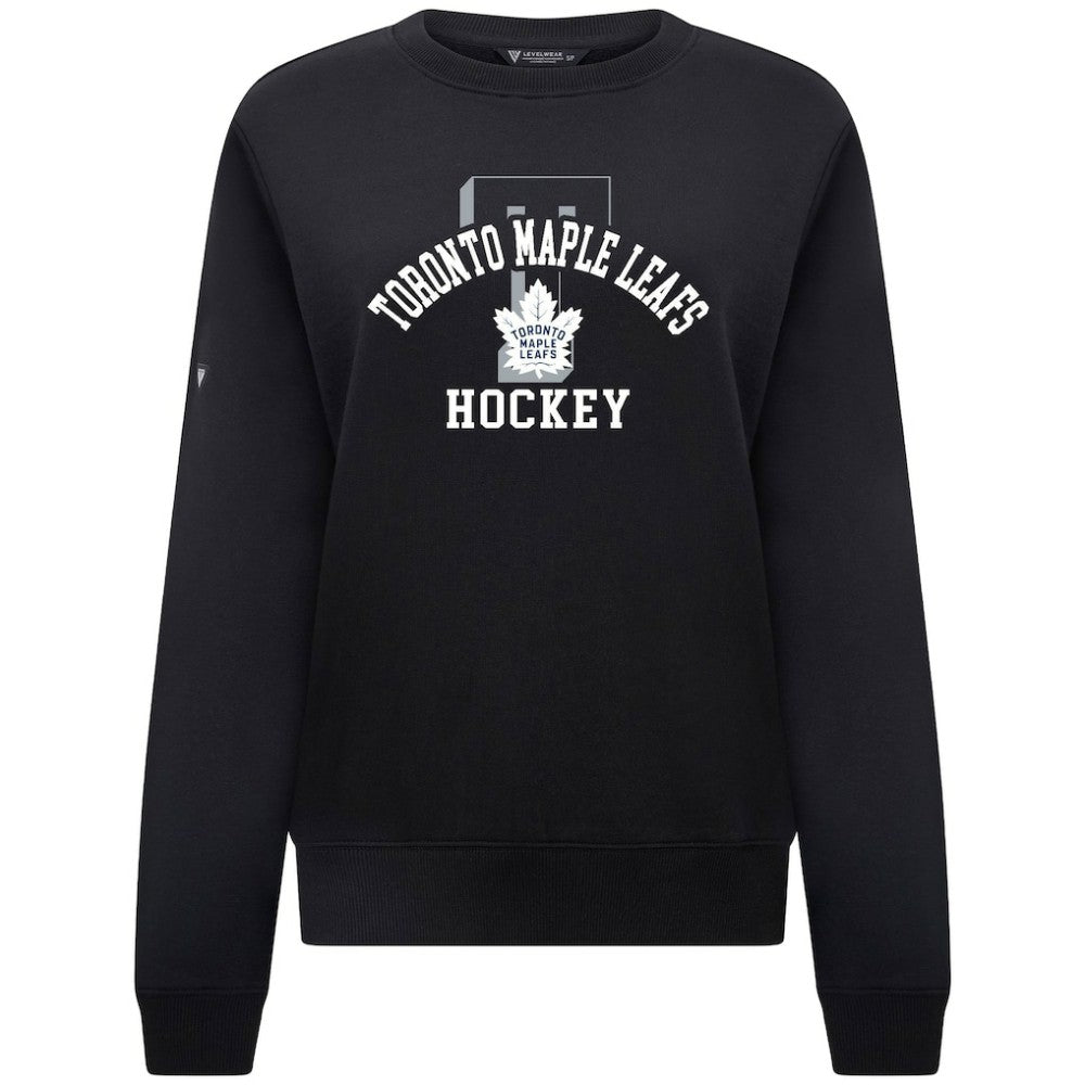 NHL Black Toronto Maple Leafs Levelwear Women's Yvette Limelight Big Letter Sweatshirt