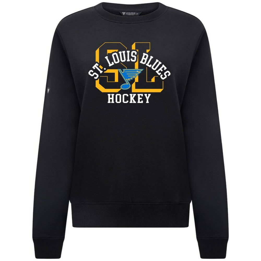 NHL Black St. Louis Blues Levelwear Women's Yvette Limelight Big Letter Sweatshirt