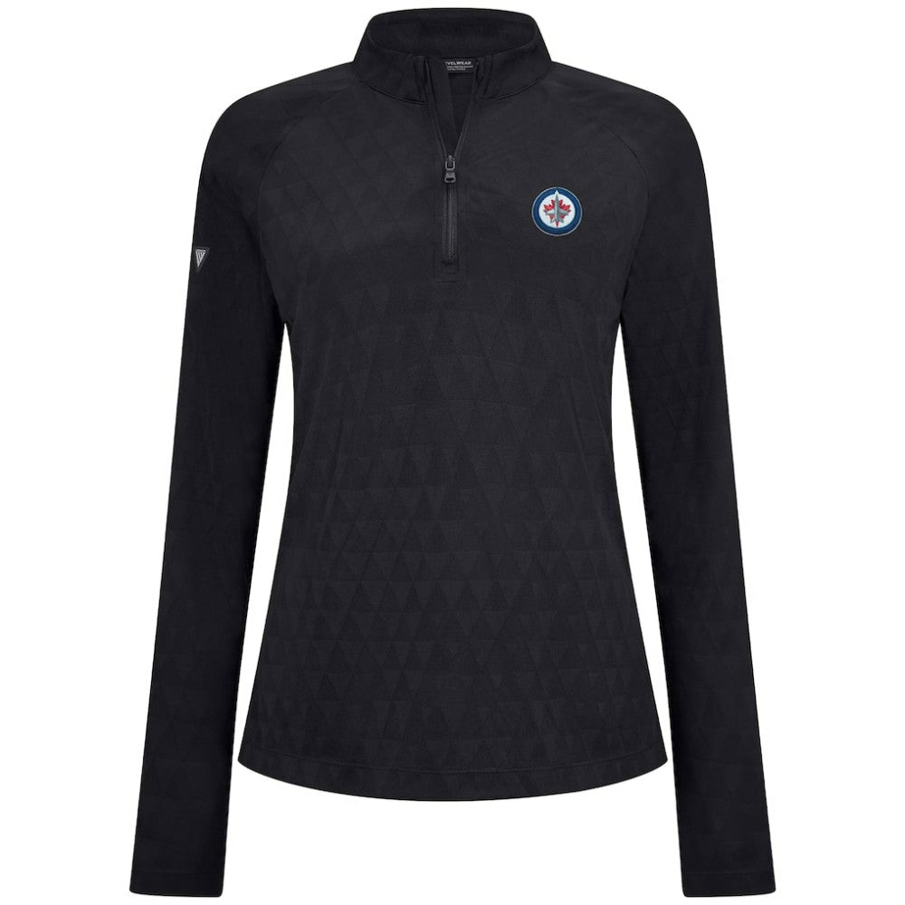 NHL Black Winnipeg Jets Levelwear Women's Spike Raglan Quarter-Zip Top