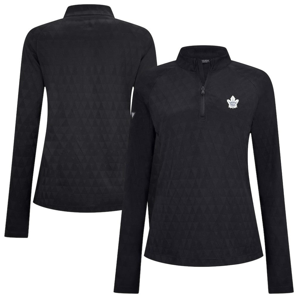 NHL Black Toronto Maple Leafs Levelwear Women's Spike Raglan Quarter-Zip Top