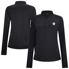 NHL Black Toronto Maple Leafs Levelwear Women's Spike Raglan Quarter-Zip Top
