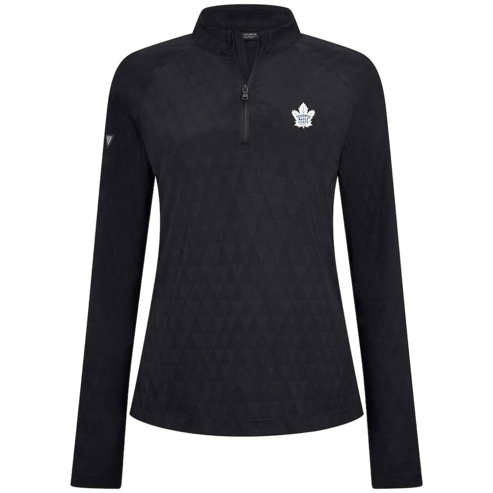 NHL Black Toronto Maple Leafs Levelwear Women's Spike Raglan Quarter-Zip Top