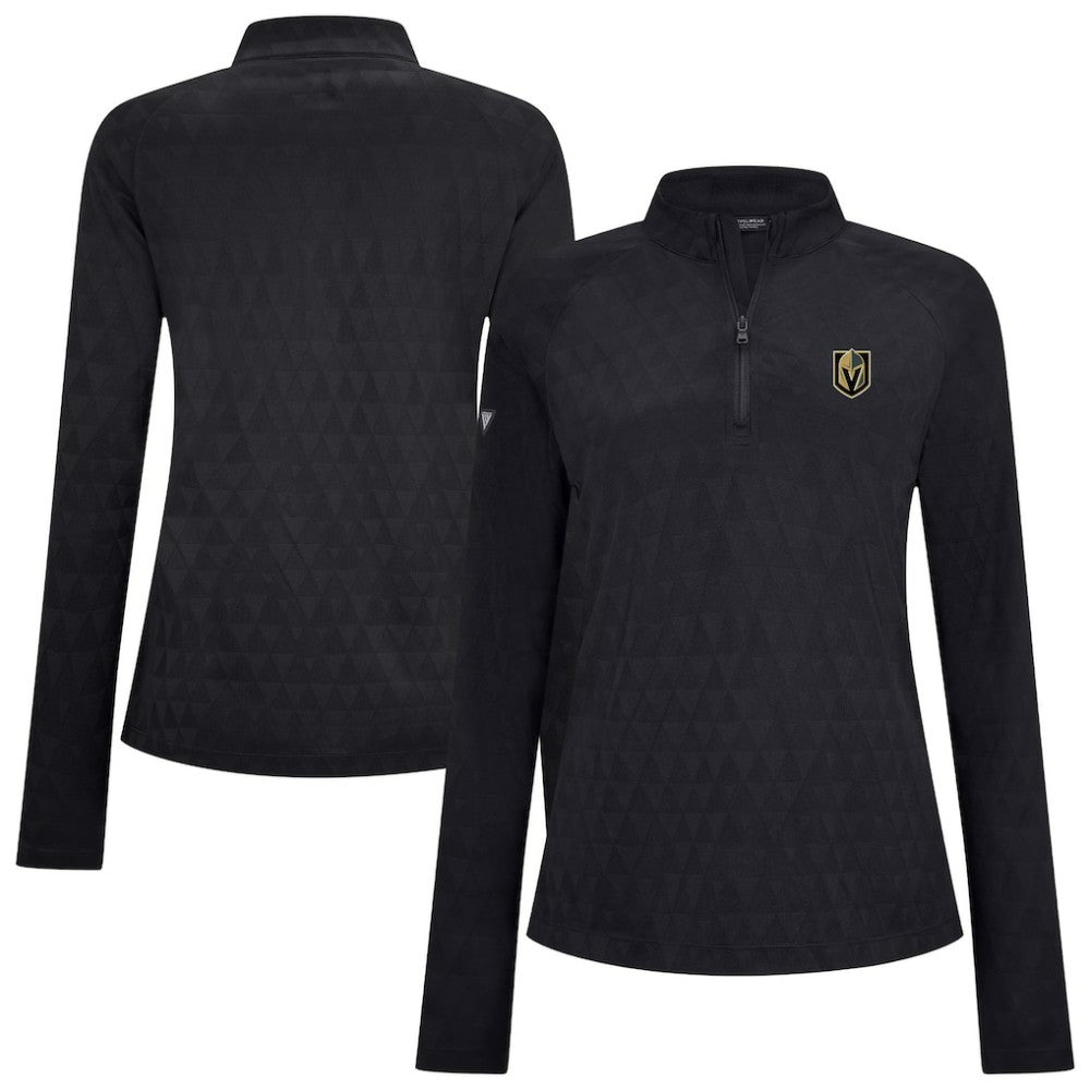 NHL Black Vegas Golden Knights Levelwear Women's Spike Raglan Quarter-Zip Top