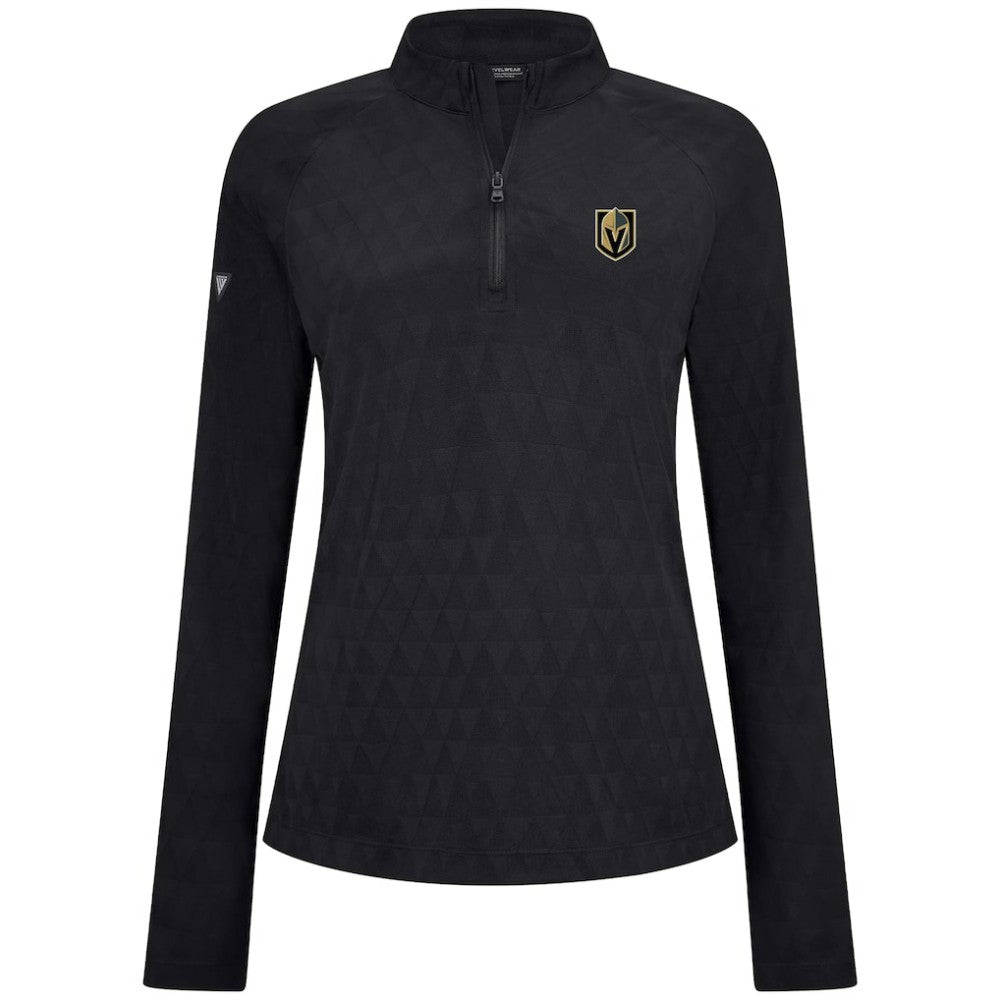 NHL Black Vegas Golden Knights Levelwear Women's Spike Raglan Quarter-Zip Top