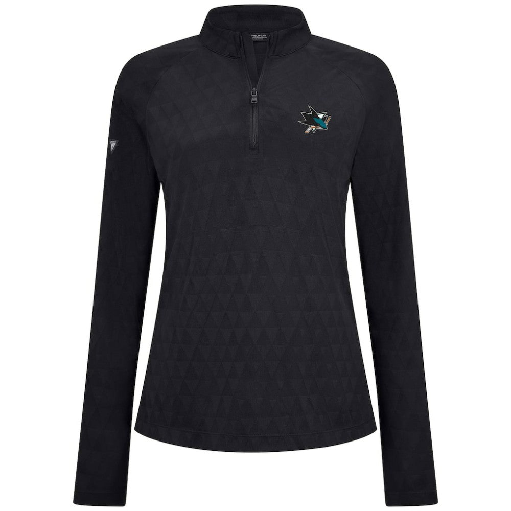 NHL Black San Jose Sharks Levelwear Women's Spike Raglan Quarter-Zip Top