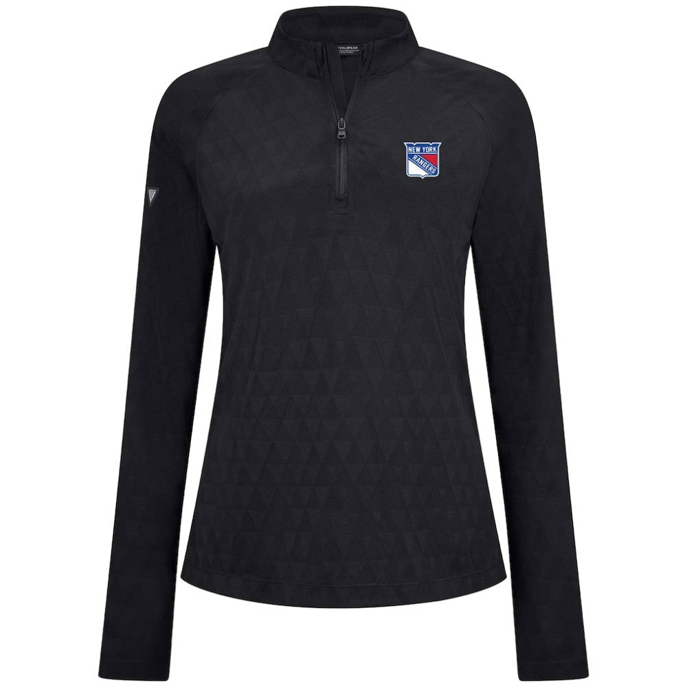 NHL Black New York Rangers Levelwear Women's Spike Raglan Quarter-Zip Top