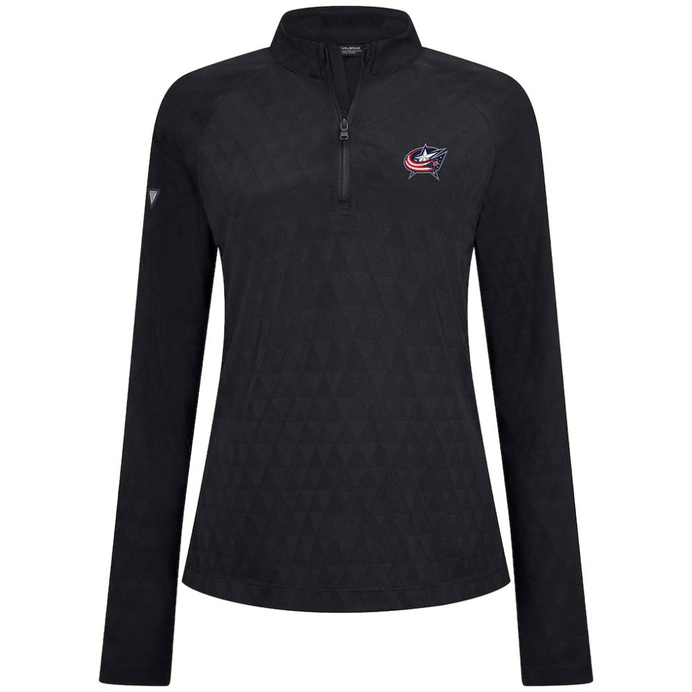 NHL Black Columbus Blue Jackets Levelwear Women's Spike Raglan Quarter-Zip Top