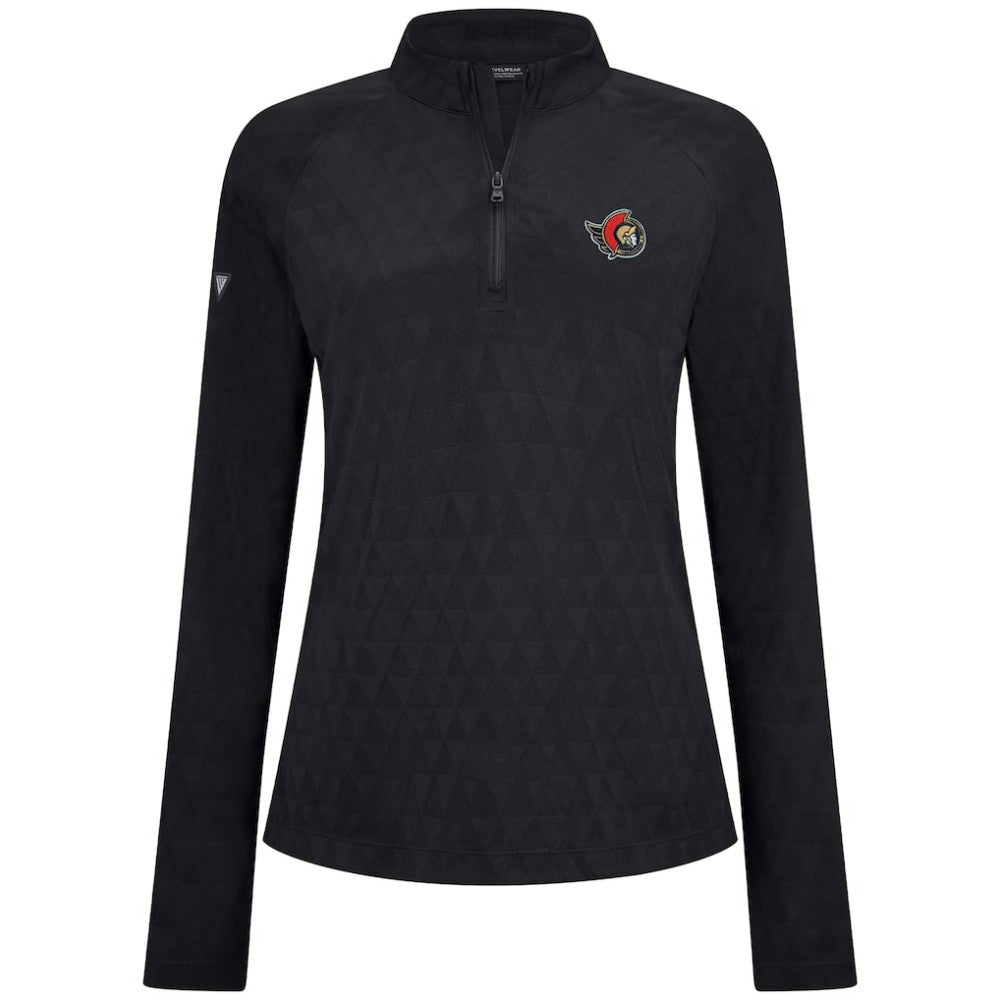 NHL Black Ottawa Senators Levelwear Women's Spike Raglan Quarter-Zip Top