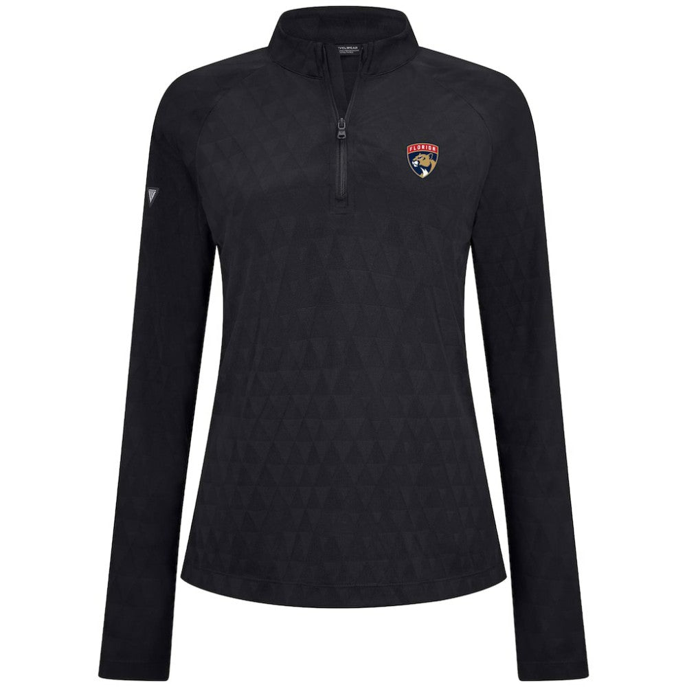 NHL Black Florida Panthers Levelwear Women's Spike Raglan Quarter-Zip Top