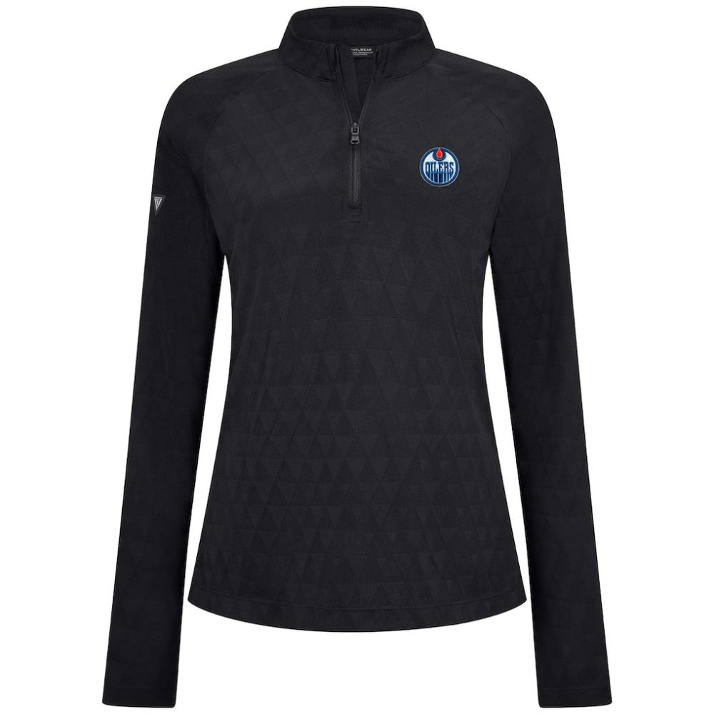 NHL Black Edmonton Oilers Levelwear Women's Spike Raglan Quarter-Zip Top