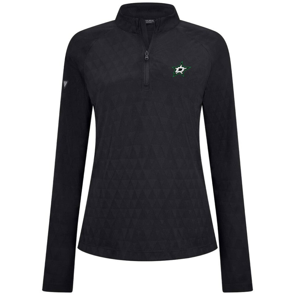 NHL Black Dallas Stars Levelwear Women's Spike Raglan Quarter-Zip Top