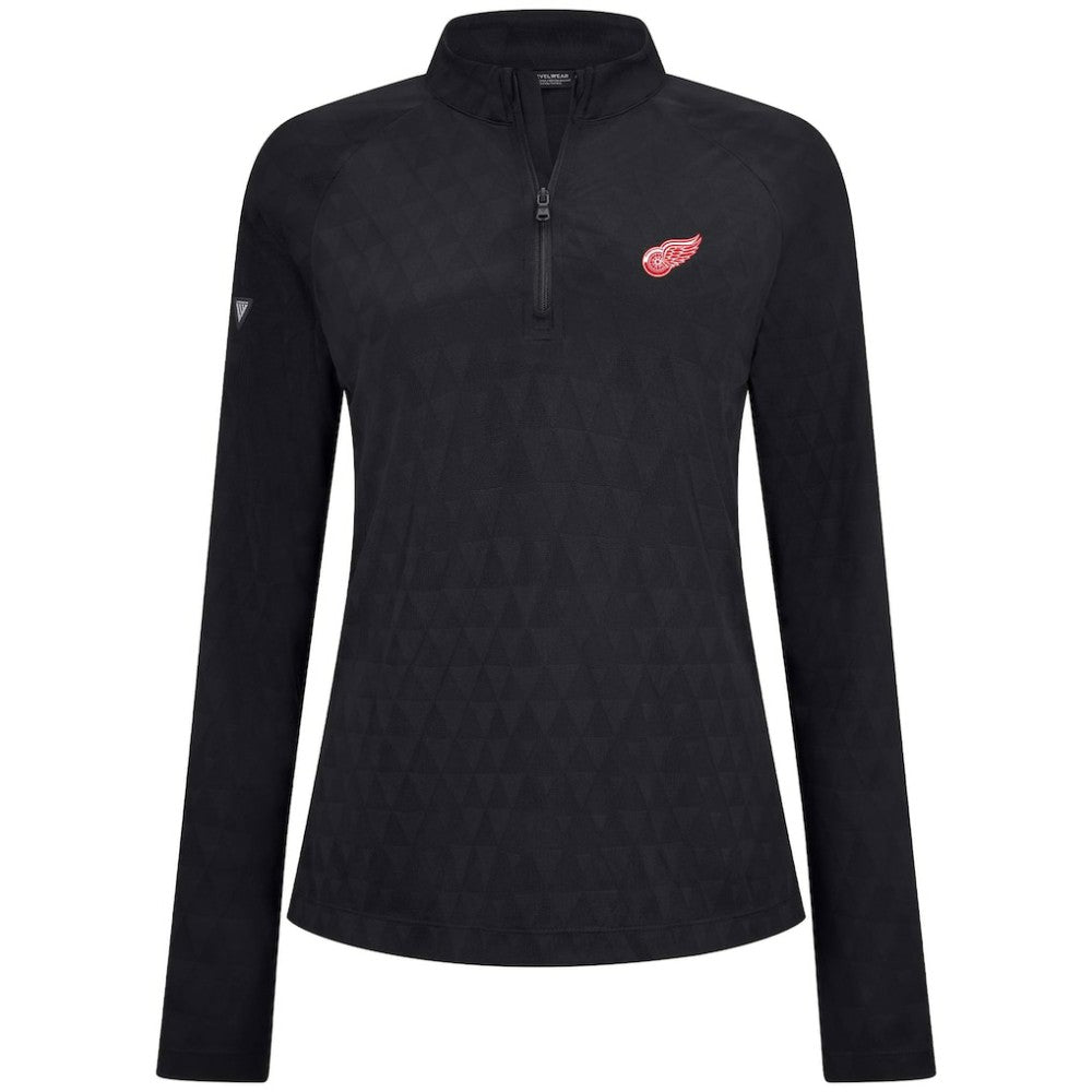 NHL Black Detroit Red Wings Levelwear Women's Spike Raglan Quarter-Zip Top