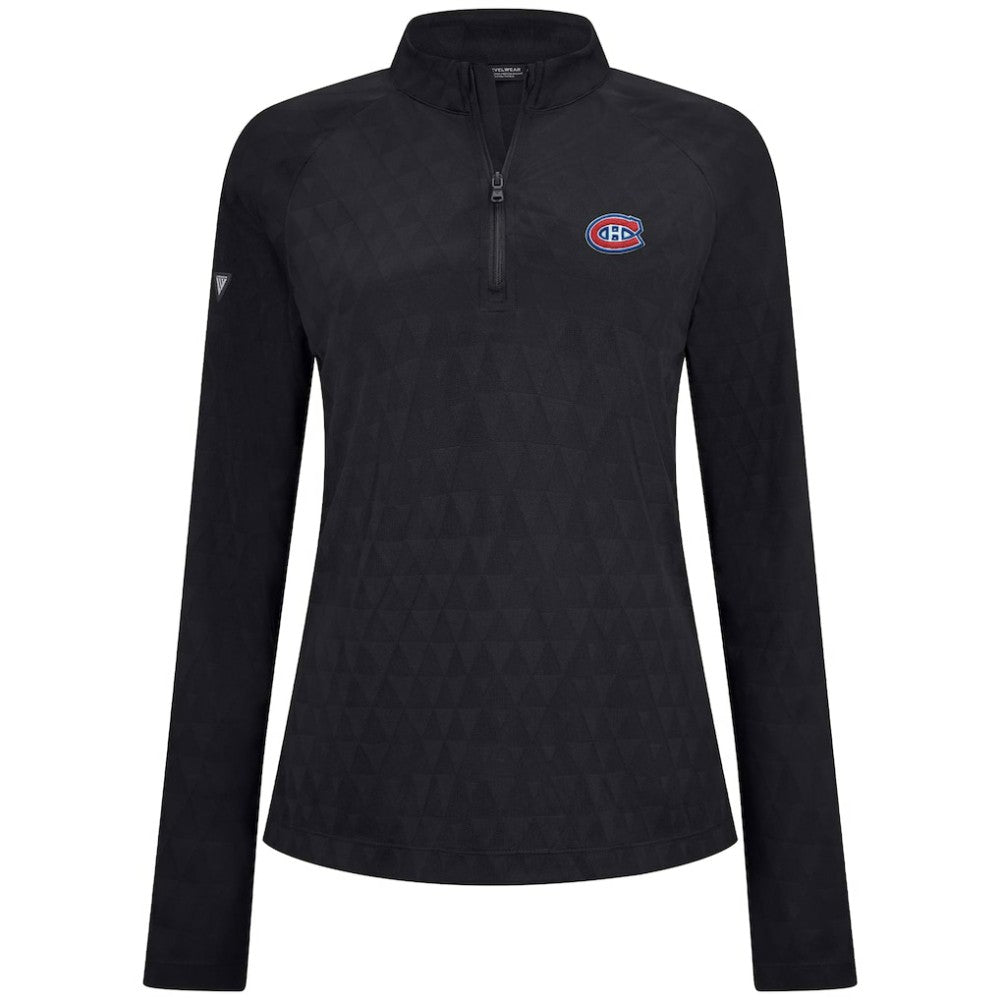 NHL Black Montreal Canadiens Levelwear Women's Spike Raglan Quarter-Zip Top