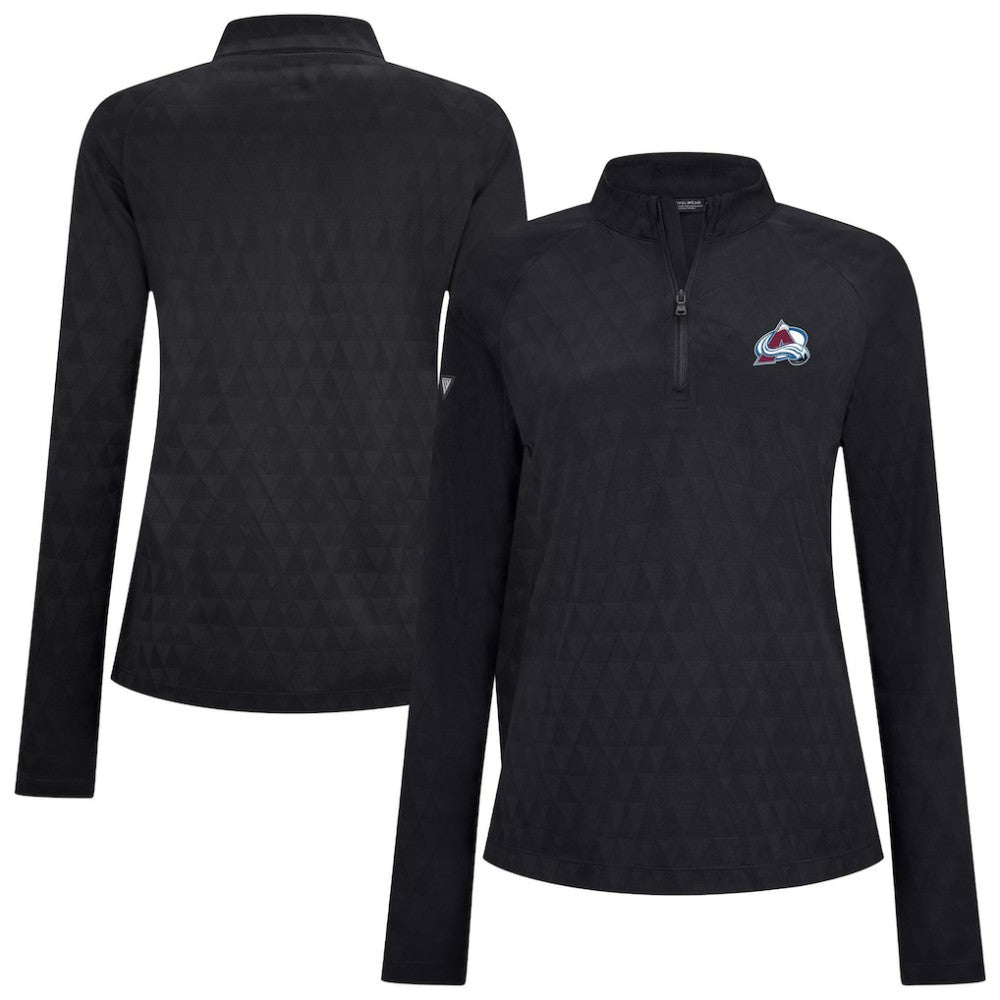NHL Black Colorado Avalanche Levelwear Women's Spike Raglan Quarter-Zip Top
