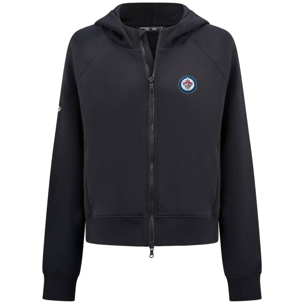 NHL Black Winnipeg Jets Levelwear Women's Judd Raglan Full-Zip Hoodie
