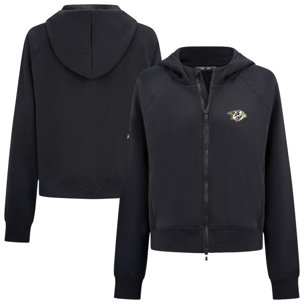 NHL Black Nashville Predators Levelwear Women's Judd Raglan Full-Zip Hoodie