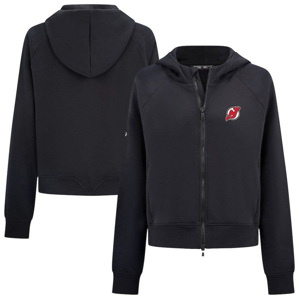 NHL Black New Jersey Devils Levelwear Women's Judd Raglan Full-Zip Hoodie