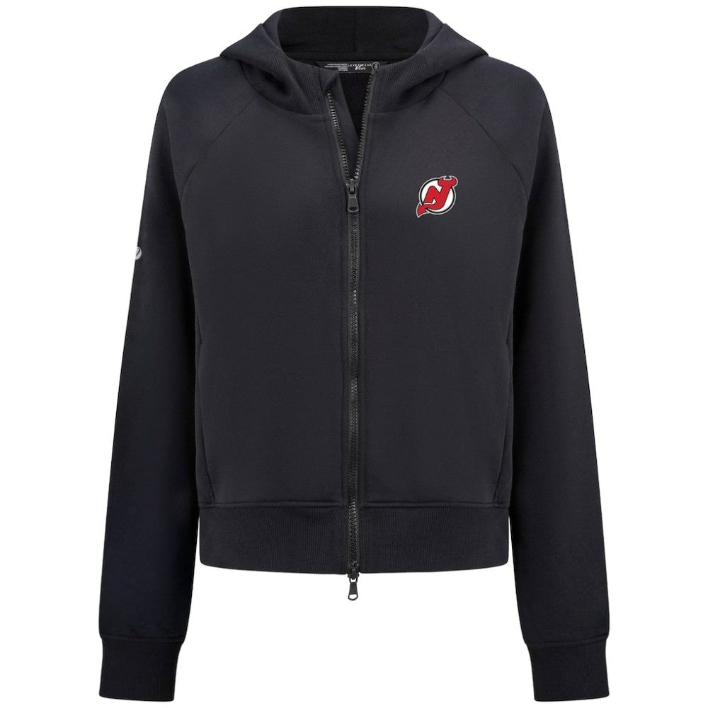 NHL Black New Jersey Devils Levelwear Women's Judd Raglan Full-Zip Hoodie