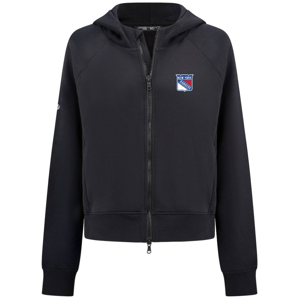 NHL Black New York Rangers Levelwear Women's Judd Raglan Full-Zip Hoodie