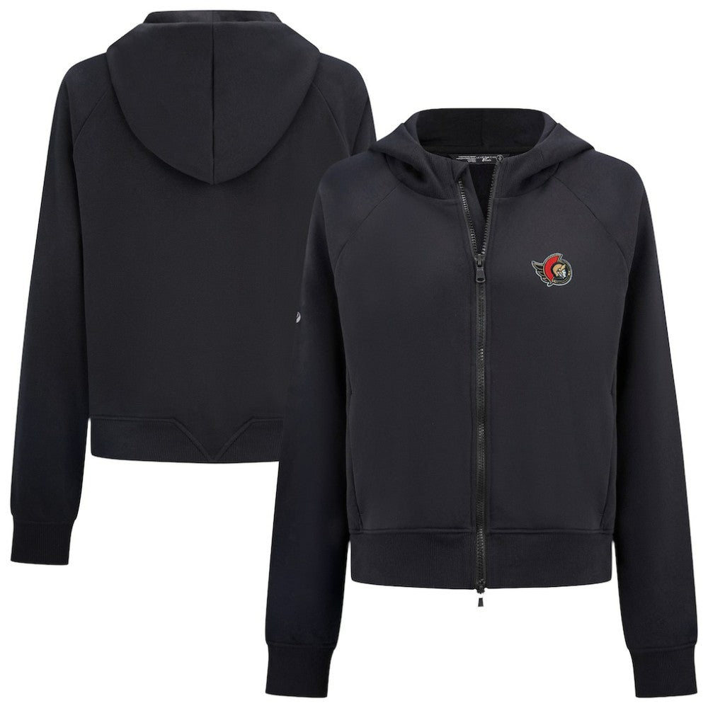 NHL Black Ottawa Senators Levelwear Women's Judd Raglan Full-Zip Hoodie