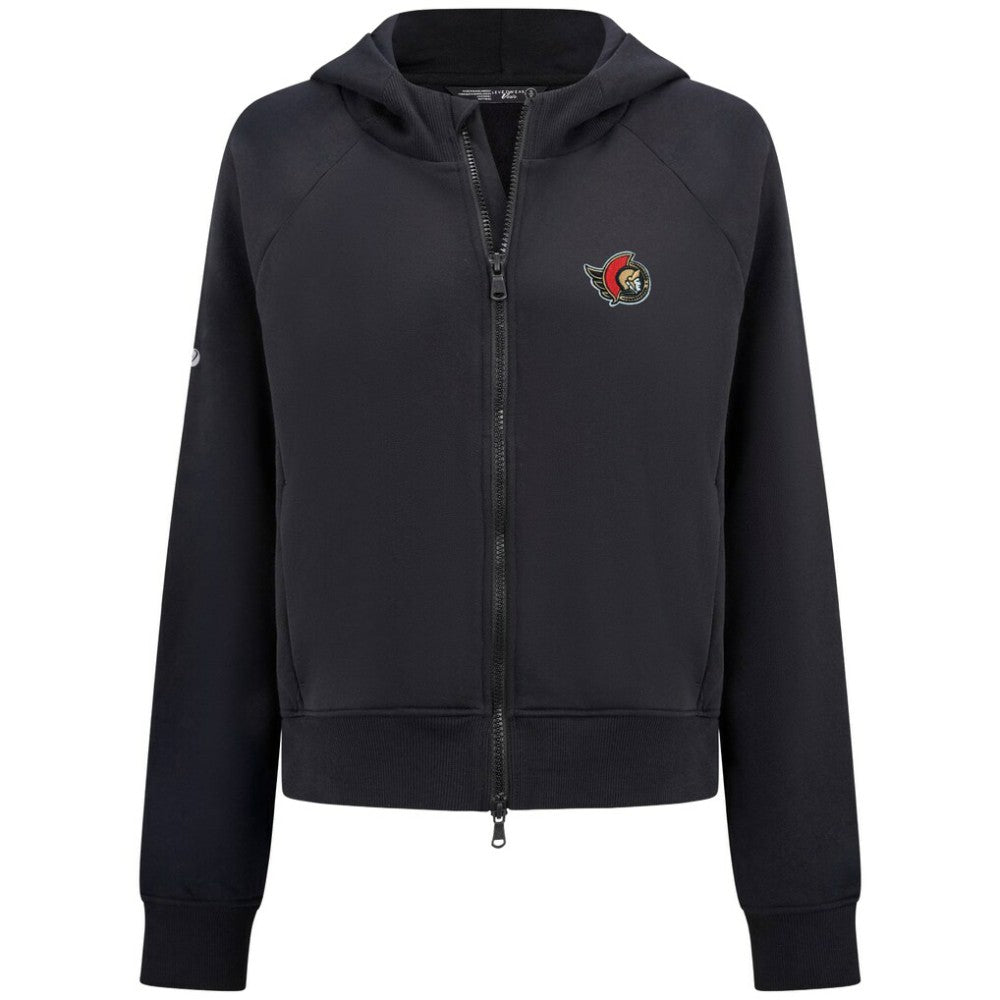 NHL Black Ottawa Senators Levelwear Women's Judd Raglan Full-Zip Hoodie
