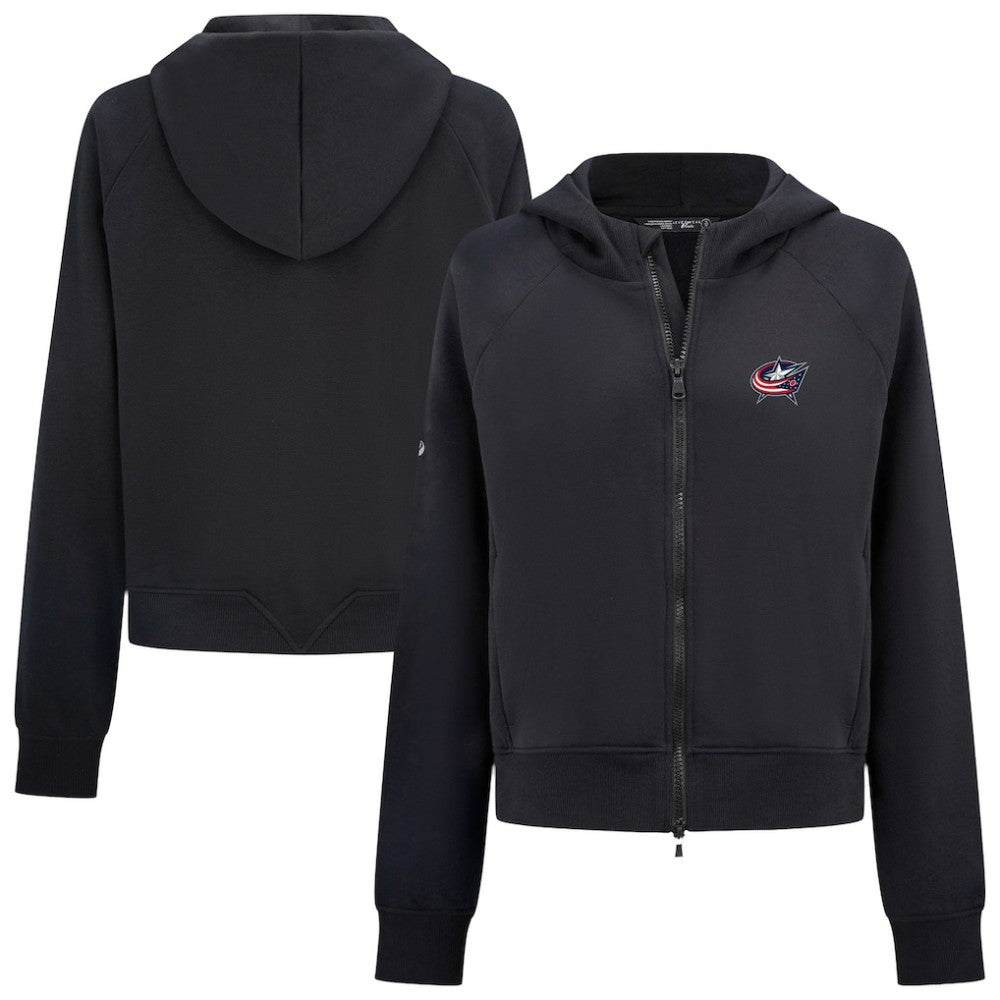 NHL Black Columbus Blue Jackets Levelwear Women's Judd Raglan Full-Zip Hoodie
