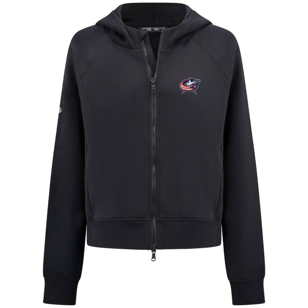 NHL Black Columbus Blue Jackets Levelwear Women's Judd Raglan Full-Zip Hoodie