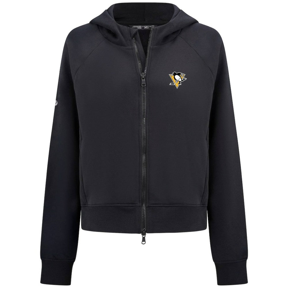 NHL Black Pittsburgh Penguins Levelwear Women's Judd Raglan Full-Zip Hoodie